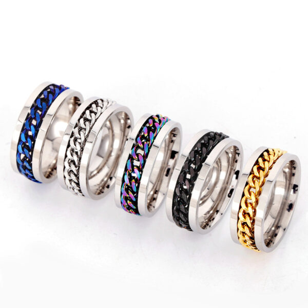 Rotating Chain Titanium Steel Ring